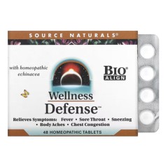 Source Naturals, Wellness Defense, средство против симптомов простуды, 48 натуральных (гомеопатических) таблеток